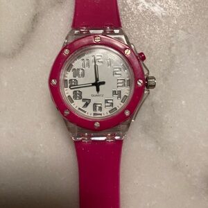 Quartz Pink Wristwatch with gel straps